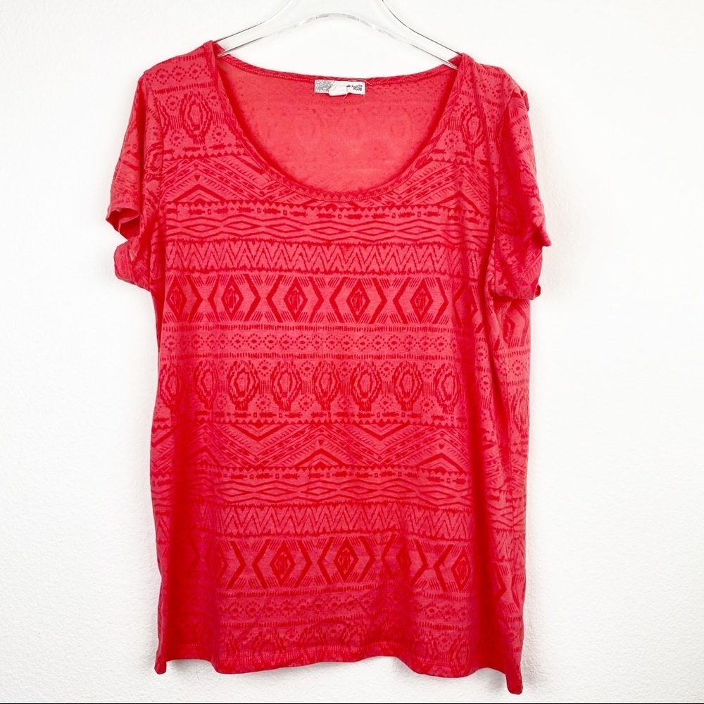 DEREK HEART Women’s Plus 2X Coral Short Sleeve Tee